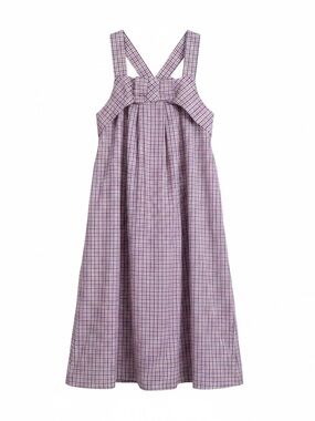 Fleurisse Girls Blue Pink Plaid Pleated Bow Sundress Sz 10y Italian Cotton